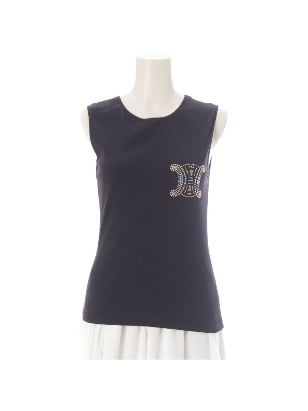 Celine Cotton Triomphe Macadam Studded Tank Top 2 Black
